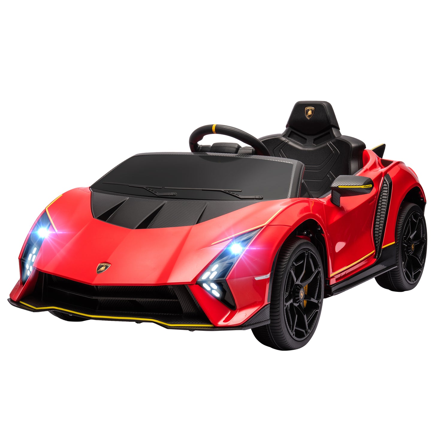 12V Lamborghini Autentica Licensed Kids Car with Remote Control, 4 Wheels Spring Suspension, Soft Start, Red Kids Crystal