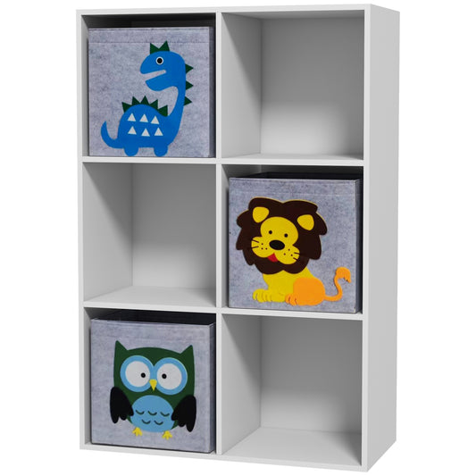 Toy Storage Organizer with 3 Nonwoven-Fabric Drawers for Childrens Room Playroom Hallway White Kids Crystal