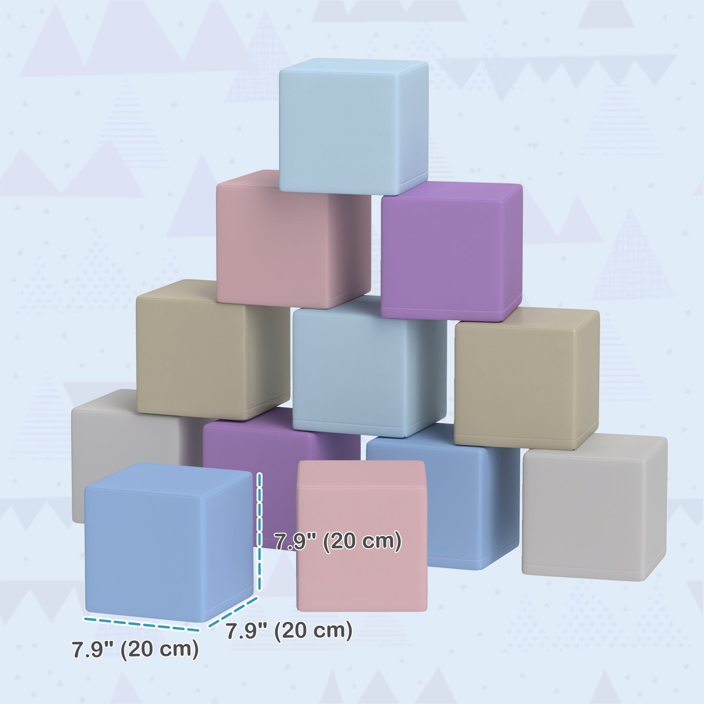 12 Piece Soft Play Blocks Soft Foam Toy Building And Stacking Blocks - Multicolours