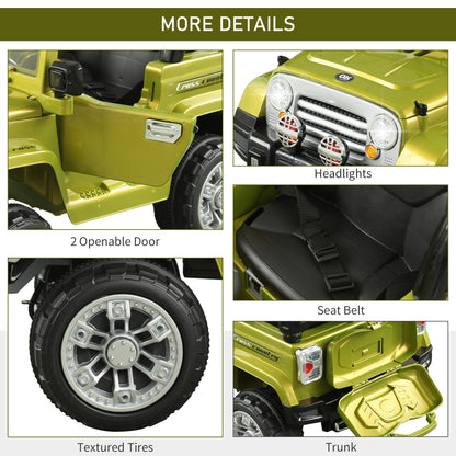 12V Kids Ride-On Truck: Remote Control, 2 Speeds, Lights, MP3, LCD Power Indicator, Green