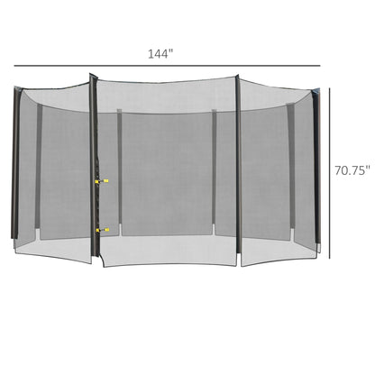 12' Round Trampoline Replacement Net Enclosure Safety Net Fence with 4 Arch 8 Poles Black