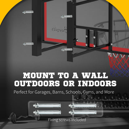 Wall Mounted Basketball Hoop with 43'' x 30'' Shatter Proof Backboard, for Indoor and Outdoor, White
