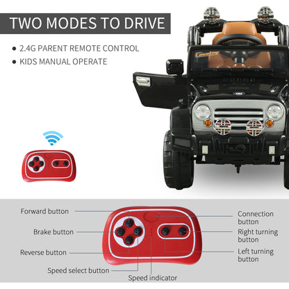 12V Kids Electric Ride-On Truck Car Toy with Remote Control Lights MP3 LCD Indicator Black