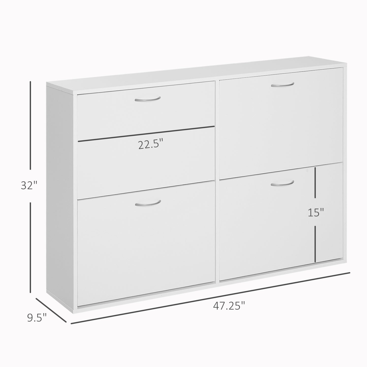 Entryway Shoe Organizer, Modern Wooden Shoe Rack Cabinet with 4 Flip Down Drawers, Ample Storage Space in White Kids Crystal
