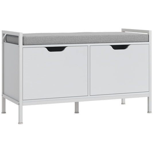 Shoe Storage Bench with Seat Cushion, Shoe Cabinet for Hallway, Entryway Bench, Supports 352lbs, White Kids Crystal