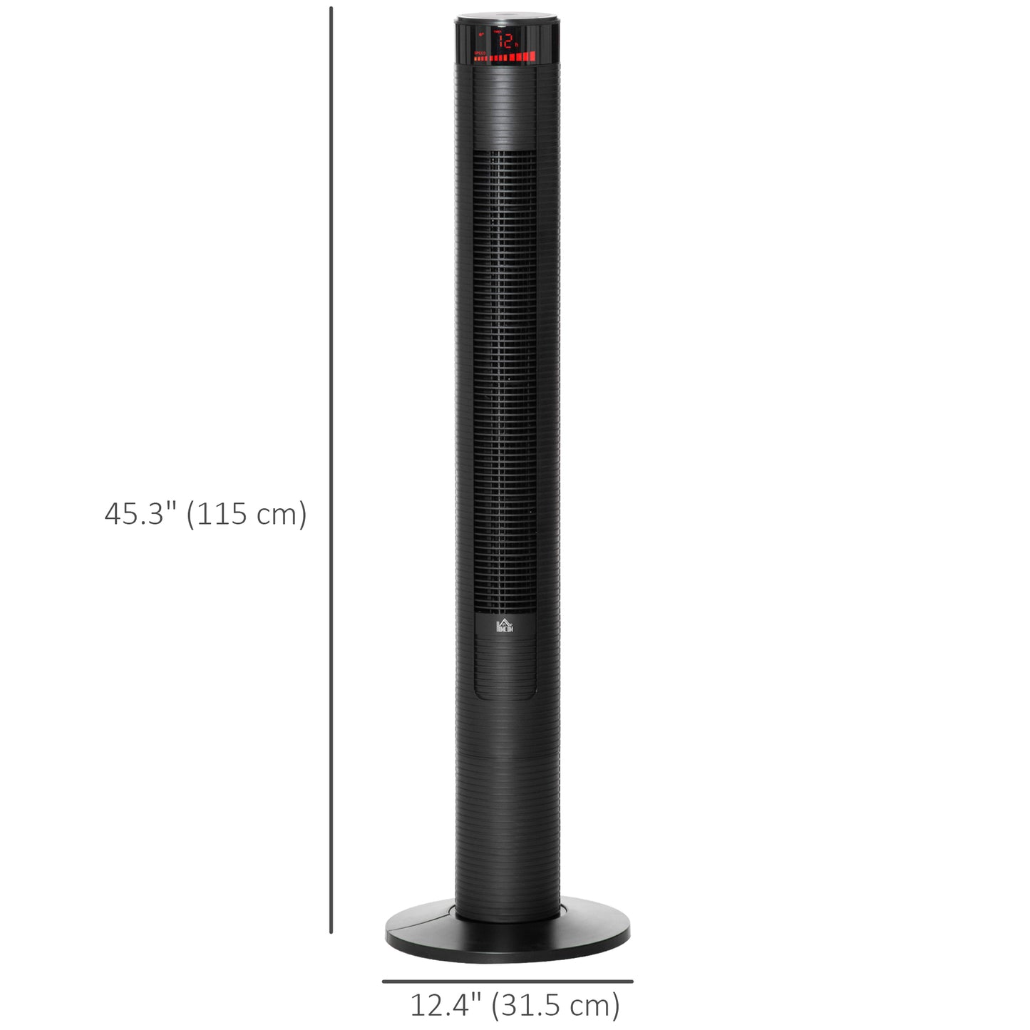 Tower Fan Freestanding Cooling 3 Speed Oscillating 12h Timer LED Remote Black for Home Bedroom Kids Crystal