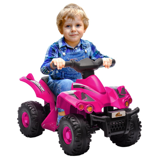 6V Kids ATV Quad w/ Music, Forward, for 2-6 Years, Pink Kids Crystal