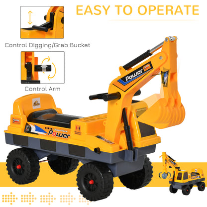 Construction Ride on Excavator Digger Multi-functional Bulldozer Toy Detachable Bucket Yellow