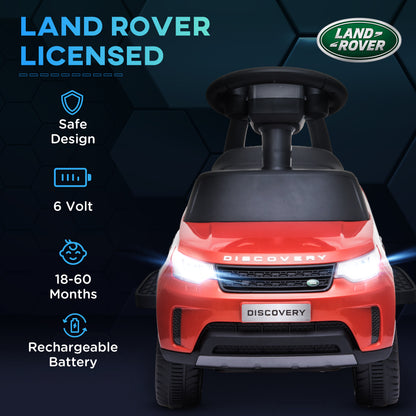 2 in 1 6V Land Rover Licensed Electric Car for Kids, Sliding Car with Music Horn Headlights, for 18-60 Months Red