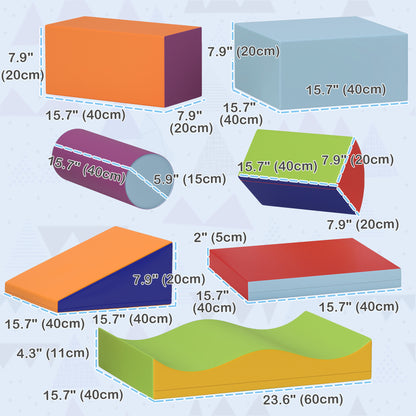 7 Pieces Soft Play Foam Climbing Blocks, Indoor Modular Kids Play Toys for Climbing, Crawling, Sliding, Dark Colour