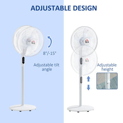 Oscillating Standup Fan with Remote LED Display Cooling Device for Home Office White