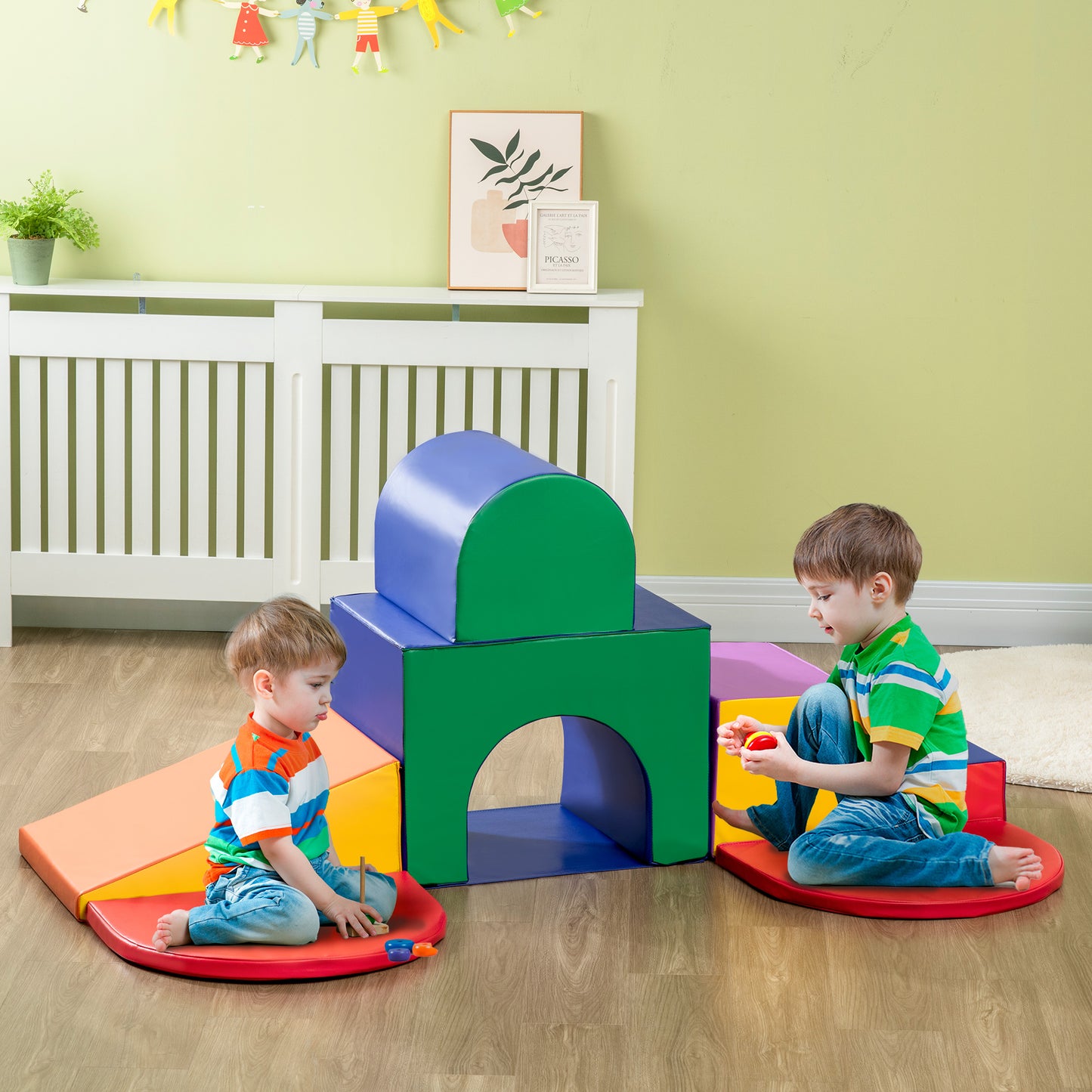 7-Piece Soft Foam Play Set: Toddler Stairs, Ramp, Colorful Educational Activity Toys