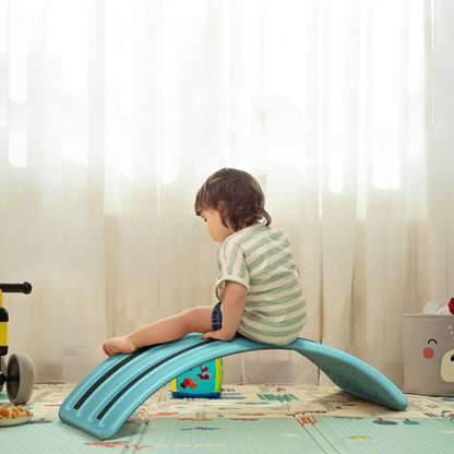 32.3" Balance Board Wobble Board Kids Curvy Rocker Board Ended Preschool Learning Waldorf Toy Ages for 3-6 Years Old Blue