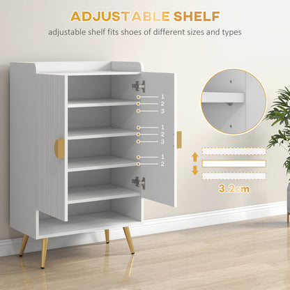 Entryway Narrow Shoe Storage Cabinet with Adjustable Shelves Open Shelf for 15 Pairs White