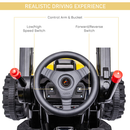 6V Kids Digger Ride On Excavator Battery Powered Construction Tractor Music Headlight Yellow