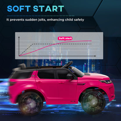 Land Rover Discovery Sport Licensed 12V Ride on Car w/ Remote, Soft Start, LED Lights, Music Horn, Pink