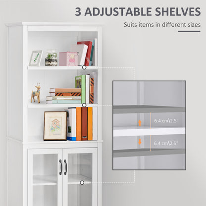 Storage Cabinet Bookcase Versatile Adjustable Shelves Living Room Organizer Elegant White