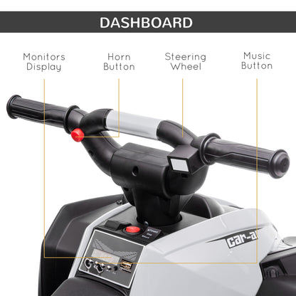 Kids 4 Wheeler Quad with Music, MP3, Headlights, High & Low Speed, Kids ATV for 3-5 Years Old Boys &amp; Girl, White