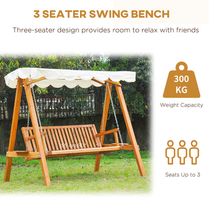 80" Patio Swing Chair with Canopy Outdoor Wooden Swing Bench Hammock for Garden, Poolside, Backyard