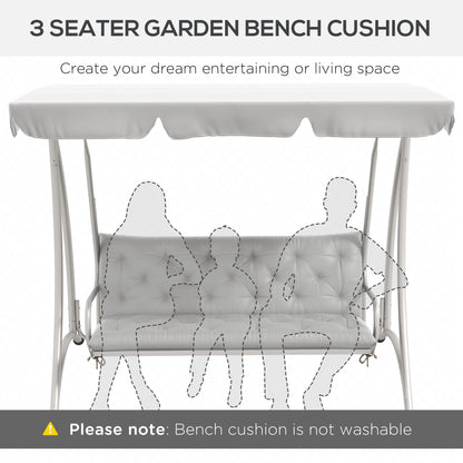 3-Seater Outdoor Bench Swing Chair Replacement Cushions for Patio Garden, Light Grey