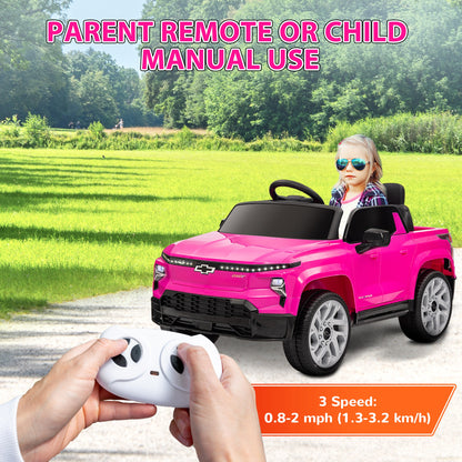 12V CHEVROLET SILVERADO EV RST Licensed Kids Car w/ Remote, Spring Suspension, Soft Start, Training Wheels, Pink