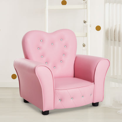 Kids Mini Princess Sofa Chair Toddler Children Upholstered Tufted Armchair Activity Couch Reclining Seat Boys Girls Furniture Pink