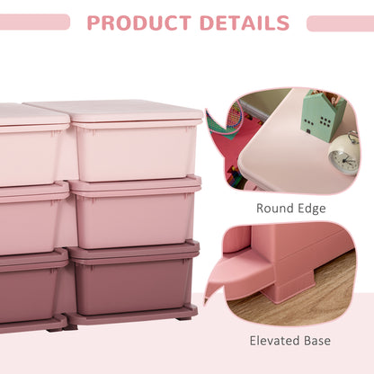 3 Tier Kids Toy Organizer and Storage Bins with 6 Plastic Drawers, Pink