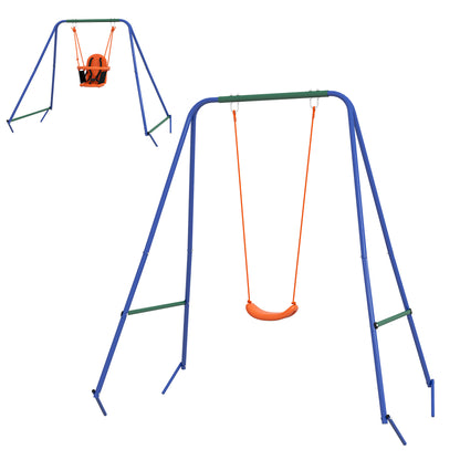 Heavy Duty Kid Swing Set with Safety Harness, Suitable for Babies 6 Months+, Indoor/Outdoor Use, Vibrant Orange