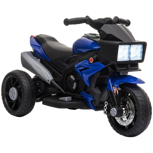 Kids Electric Motorcycle Ride-On Toy 6V Battery Powered with Music Horn Headlights Blue Kids Crystal