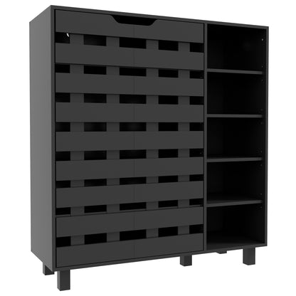Shoe Storage Cabinet 21 Pair Organizer 5 Tier Double Door Cupboard 5 Tier Open Shelves