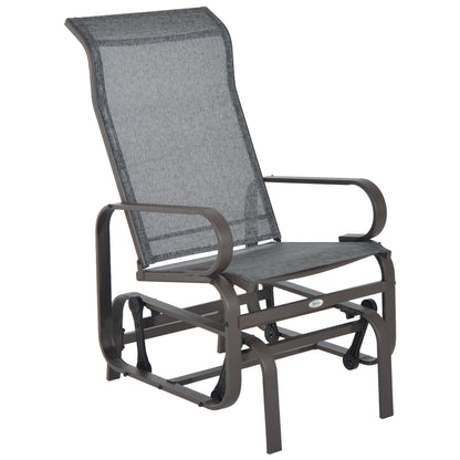 Patio Garden Glider Swing Chair Outdoor Mesh Rocking Gliding Seat Yard Porch Furniture Brown Grey