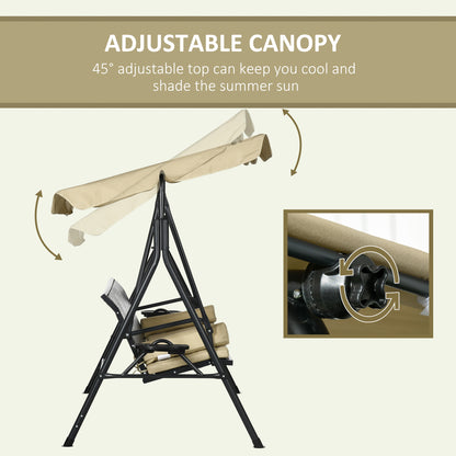 Outdoor 3-Seat Porch Swing with Canopy: Rattan Seat, Removable Cushion, Pillows, Steel Frame for Patio Comfort
