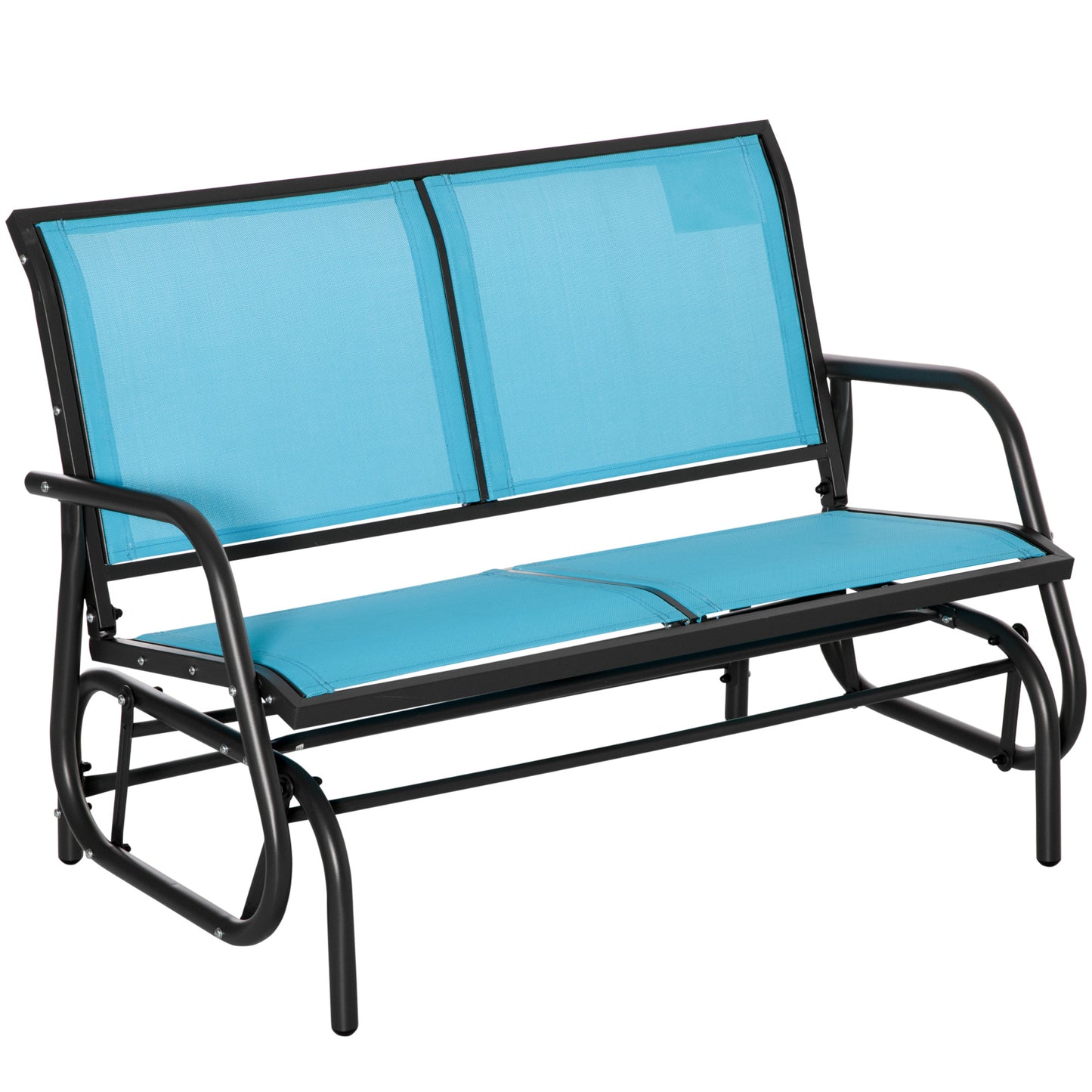 Patio Glider Bench Outdoor Double Swing Chair Steel Frame Garden Rocking Loveseat Heavy-Duty Blue Kids Crystal