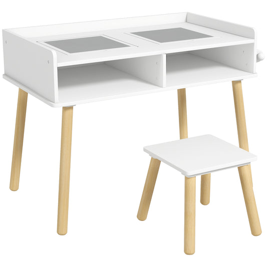 Versatile 3-in-1 Kids Activity Table & Chair Set, Perfect for Play, Drawing, Reading, Grey, Ideal for Nursery & Playroom