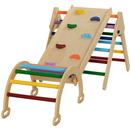 5 in 1 Pikler Triangle Set with Ladder, Ramp, Arch, for 18-48 months, Multicolour Kids Crystal