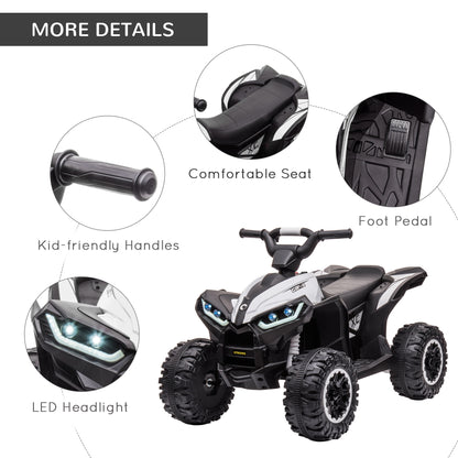 Kids 4 Wheeler Quad with Music, MP3, Headlights, High & Low Speed, Kids ATV for 3-5 Years Old Boys &amp; Girl, White