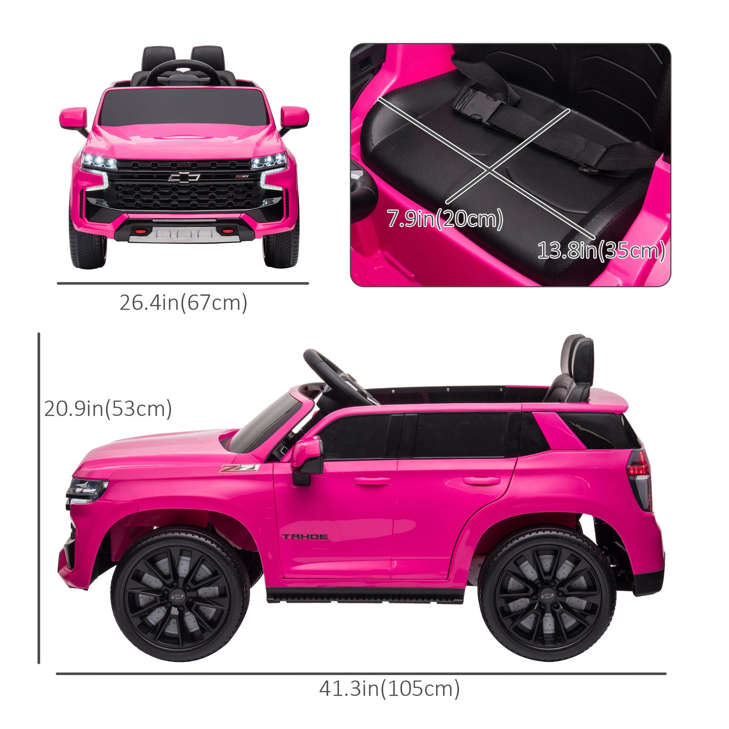 12V Ride on Car Licensed Chevrolet TAHOE Remote Control 3 Speed LED Light Horn Music Kids Electric Vehicle Kids Crystal