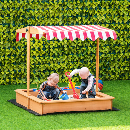 Children's Wooden Sandbox, Outdoor Sand Play Station for Boys &amp; Girls 3-7 Years Old