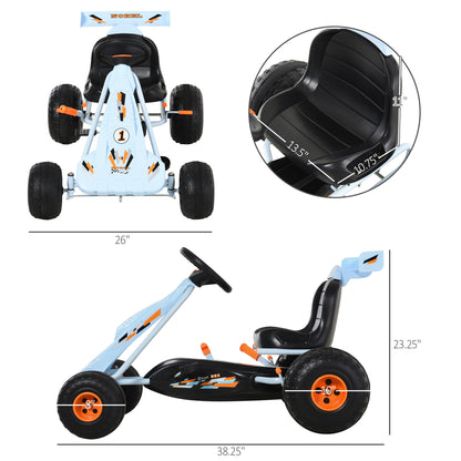 Pedal Powered Go Kart for Kids 4 Wheel Ride on Car Adjustable Seat Handbrake Cute Style