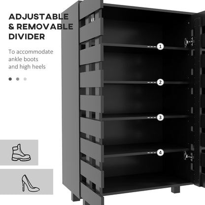 Shoe Storage Cabinet 21 Pair Organizer 5 Tier Double Door Cupboard 5 Tier Open Shelves