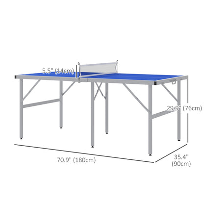 Portable Ping Pong Table Set, Table Tennis Table w/ Net, 2 Paddles, 3 Balls for Outdoor and Indoor, Easy Assembly, Blue