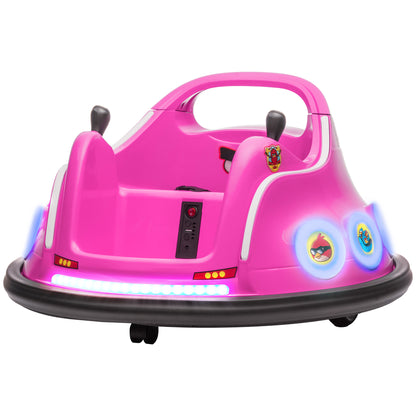 Angry Bird Licensed Electric Ride on Car, 12V Bumper Car for Kids w/ Dual Joysticks, 360 Degree Spin, Pink