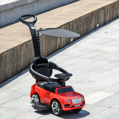 Bentley Bentayga Licensed Push Car, 3 in 1 Kids Ride on Car Foot to Floor w/ Music Horn, Red