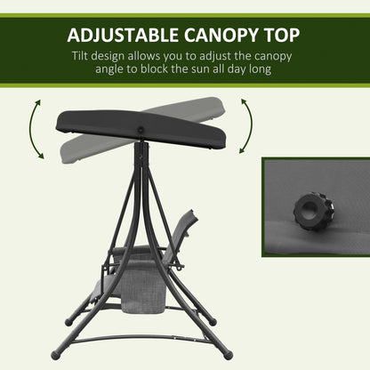 3 Person Outdoor Swing Chair - Adjustable Canopy for Optimal Shade, Comfortable Seating, Sleek Black