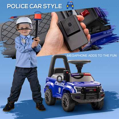 Kids Ride On Police Car Sliding Vehicle with Under Seat Storage Megaphone Anti-Tip Blue
