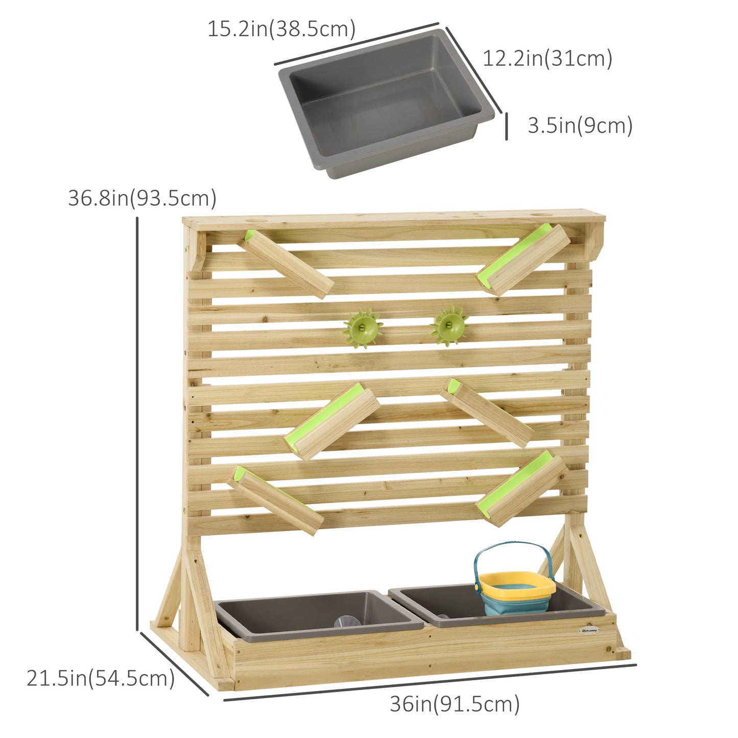 18Pcs Kids Running Water Sand Playset Outdoor Sinks Wooden Sensory Toys Colorful Accessories Kids Crystal