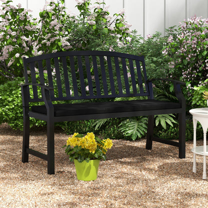 Patio Bench Cushion 2-Seater Outdoor Swing Seat Pad with Zipper and Ties Black