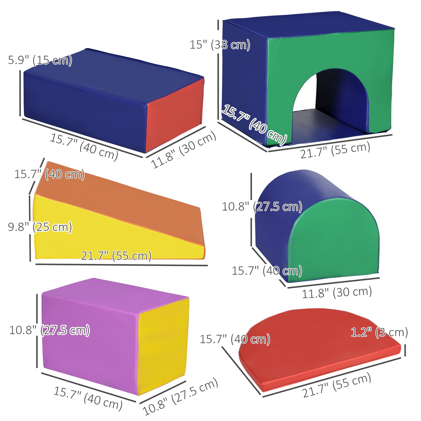 7-Piece Soft Foam Play Set: Toddler Stairs, Ramp, Colorful Educational Activity Toys
