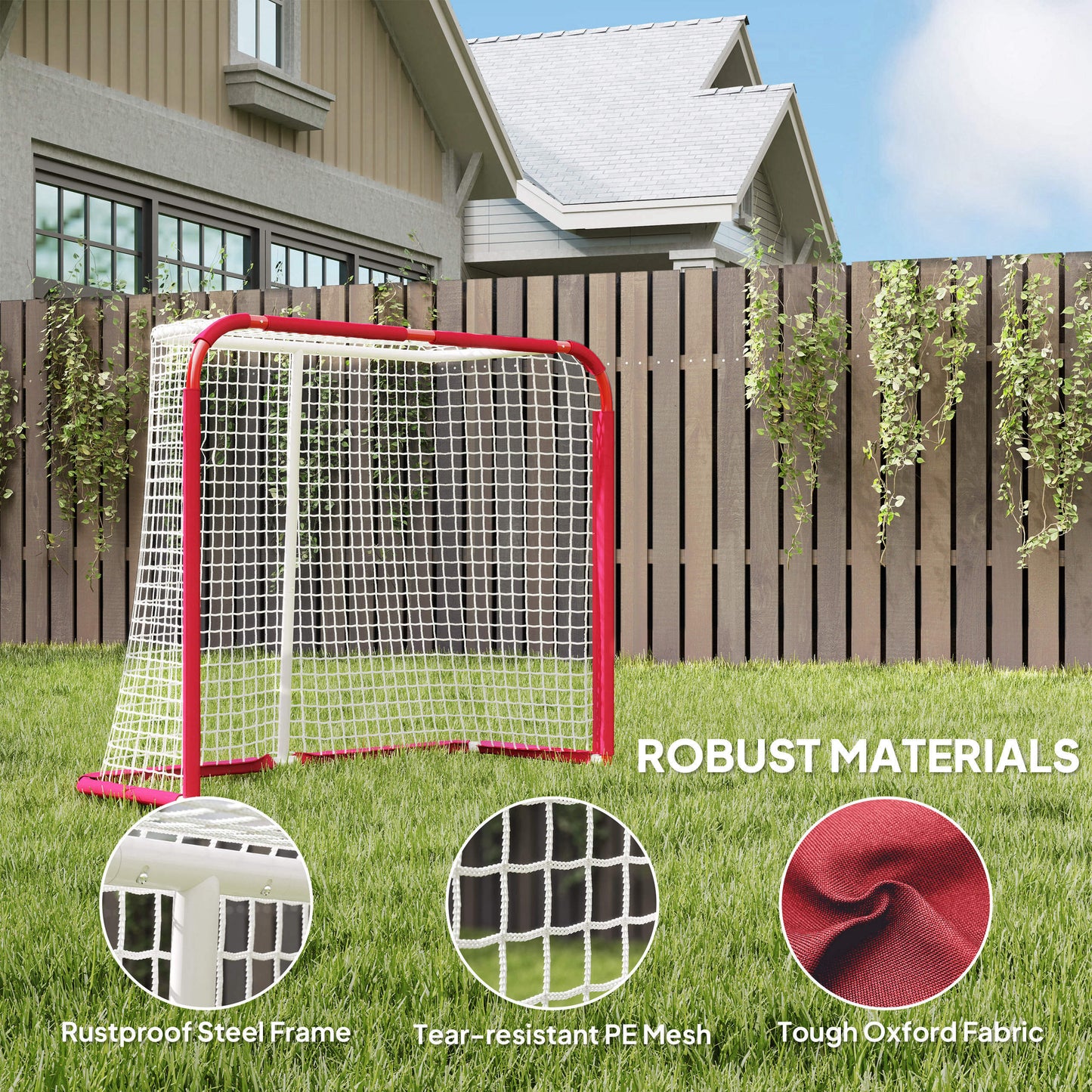 Hockey Net, Easy Set Up Hockey Goal with Steel Frame, PE Mesh, Outdoor Hockey Training Equipment for Garden, Backyard Kids Crystal