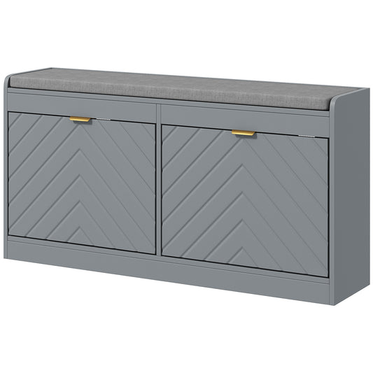 Shoe Storage with Seat, Upholstered Hallway Bench, Shoe Bench with 2 Flip Drawers and 2 Vents for 8 Pairs of Shoes Kids Crystal